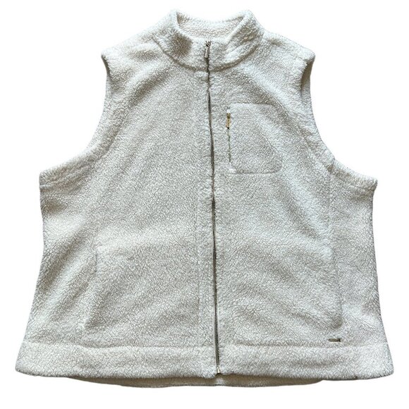 Calvin Klein Off White Zip Up Sherpa Vest Size 1X - Picture 1 of 8